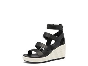 Sorel Women's Cameron Wedge Multistrap Sandals - Black, Chalk - Size 9