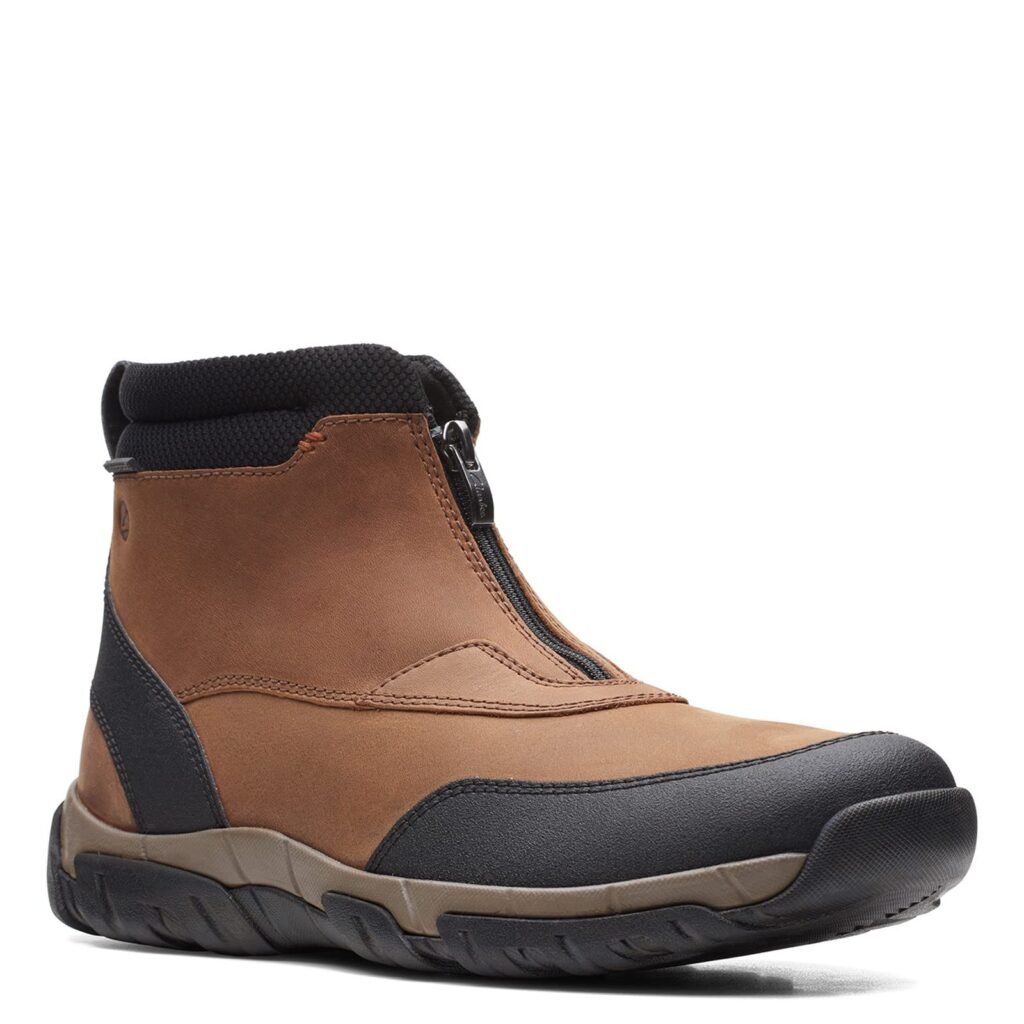 Clarks Mens Grove Zip Leather Front Zipper Casual and Fashion Sneakers