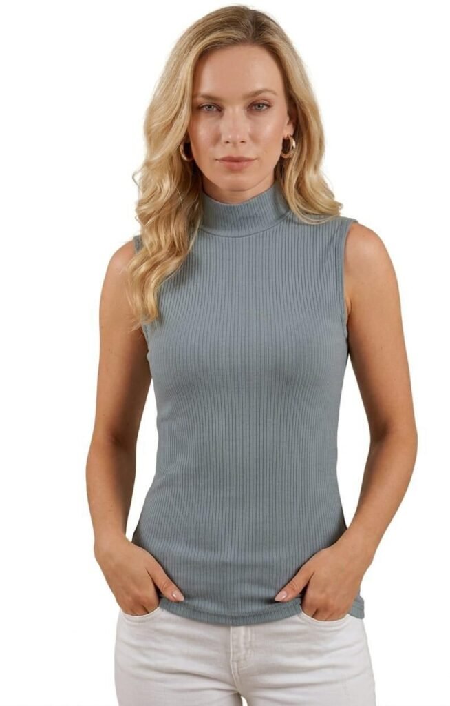 Figgzo Luxe Rib Mock Neck Tank