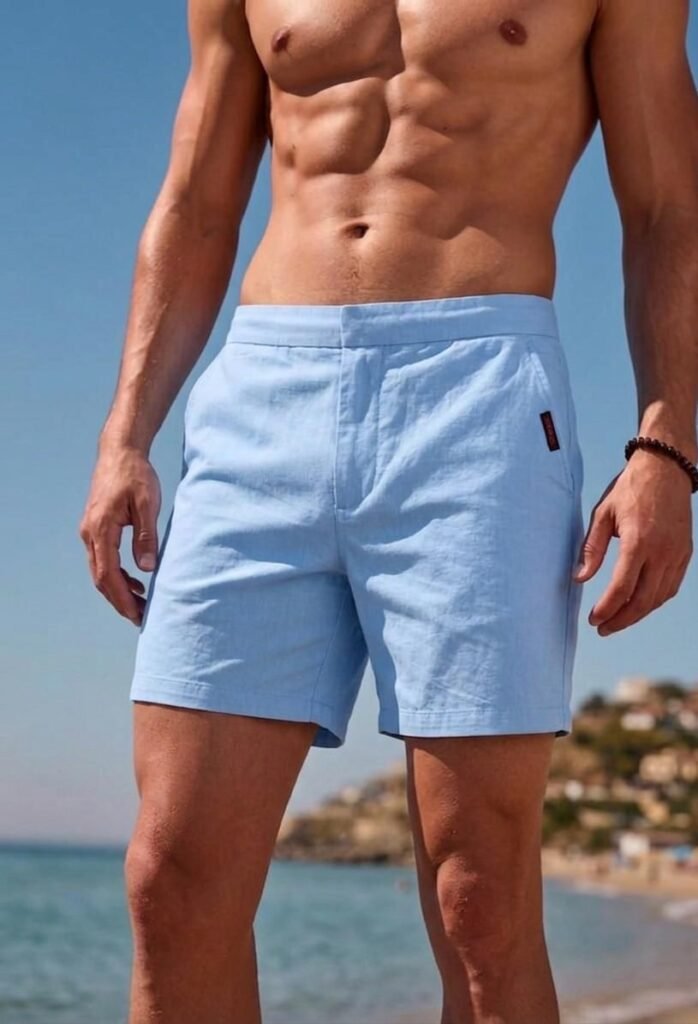 Figgzo Coastal Escape Linen Swim Shorts Sand