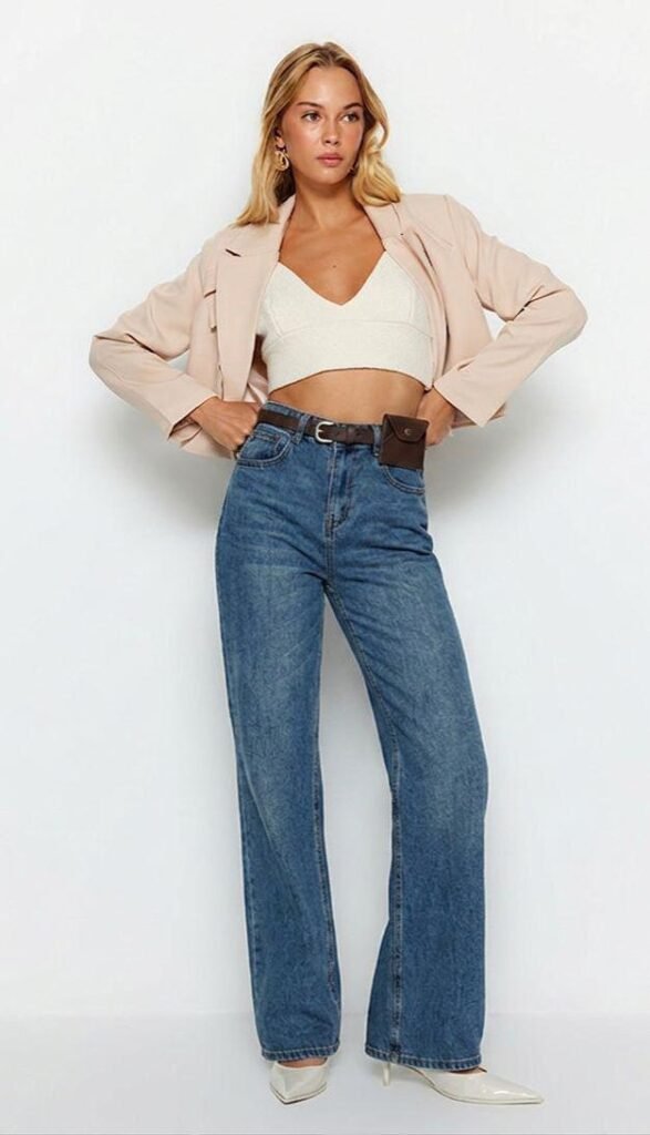 Figgzo Vintage Wide-Leg High Rise Jeans – Medium Wash