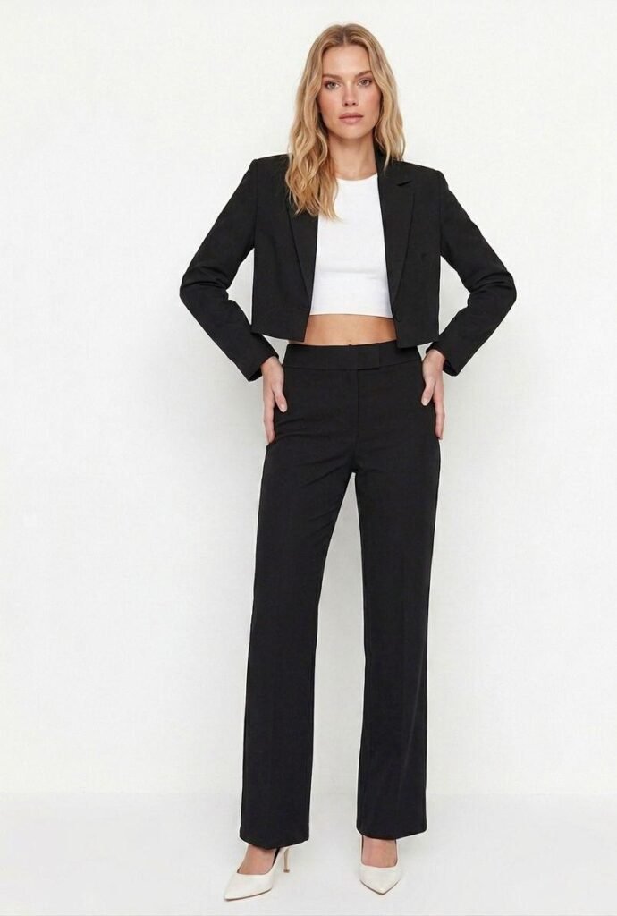 Figgzo Tailored Straight-Leg Dress Pants – Black