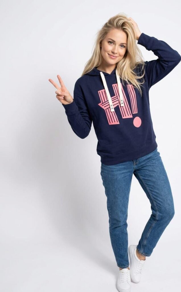 Figgzo Graphic Pullover Hoodie – Navy Pink Statement Edition