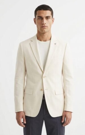 Figgzo Tailored Linen Blend Blazer – Ivory