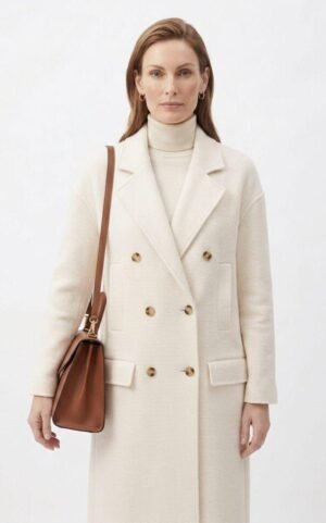 Figgzo Luxe Double-Breasted Textured Overcoat