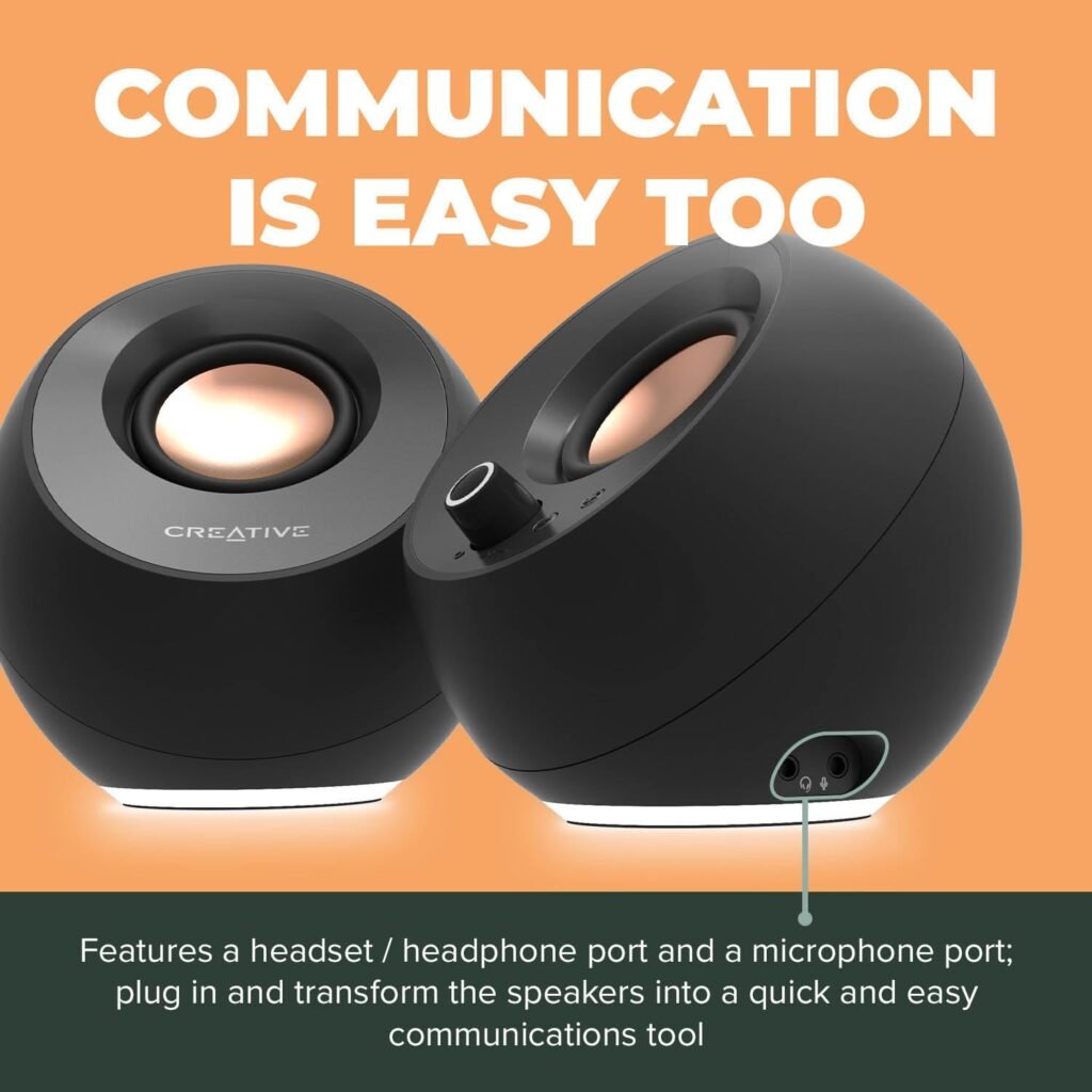 Creative Pebble Pro, 2.0 USB-C Desktop Speakers, RGB, White
